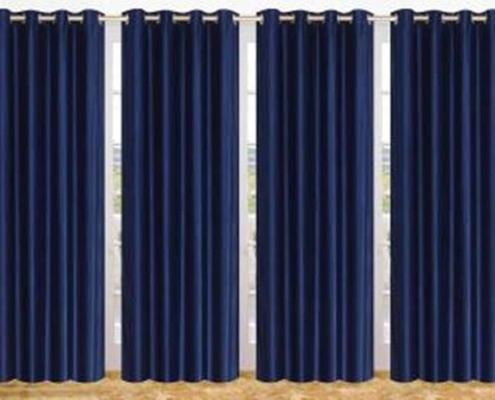 پرده آماده با پارچه آبی کاربنی | پرده فروشی نیکجو