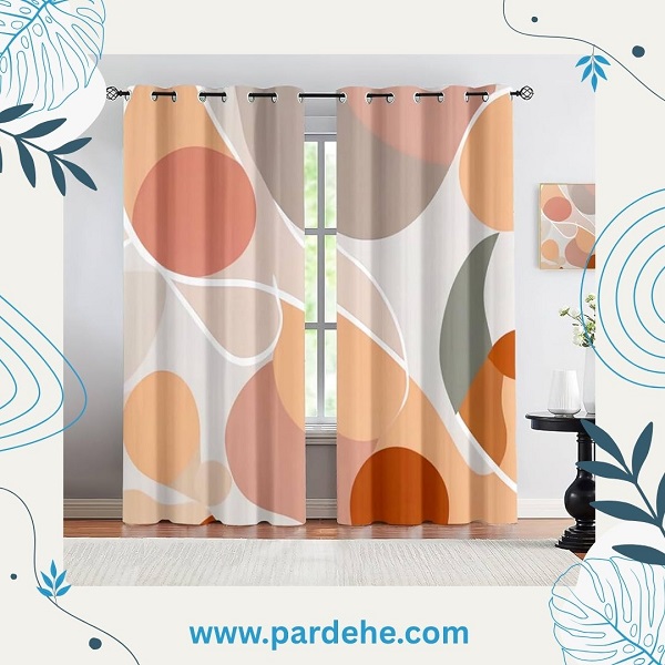 پرده ساده پذیرایی با رنگ خنثی و مدرن | پرده فروشی نیکجو