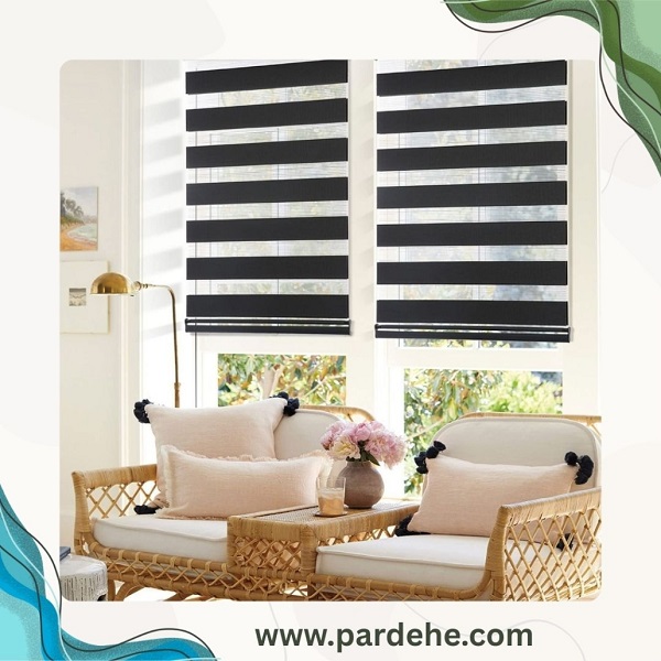 عکس پرده زبرا در دکوراسیون پذیرایی مدرن | پرده فروشی نیکجو