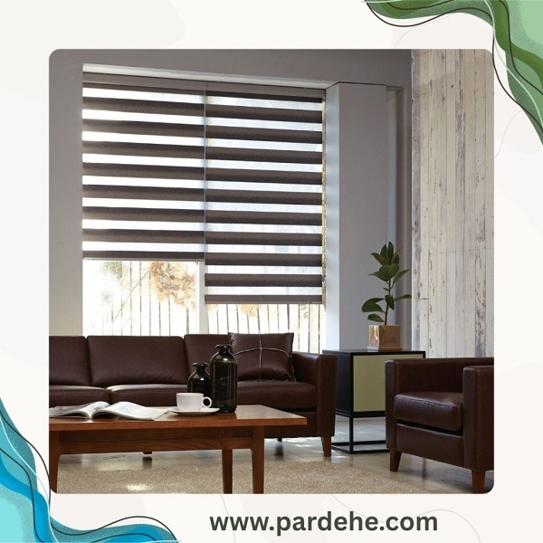 طراحی مدرن و مینیمال با پرده زبرا در دکوراسیون پذیرایی | پرده فروشی نیکجو